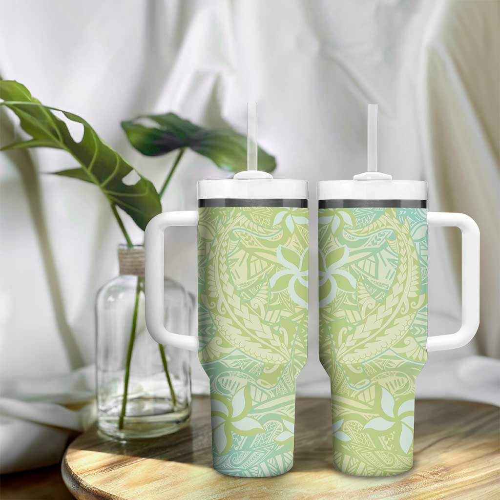 Baby Green Gradient Polynesia Tumbler With Handle Hawaiian Tribal Hammerhead Shark Tattoo LT14 - Polynesian Pride