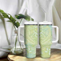 Baby Green Gradient Polynesia Tumbler With Handle Hawaiian Tribal Hammerhead Shark Tattoo LT14 - Polynesian Pride