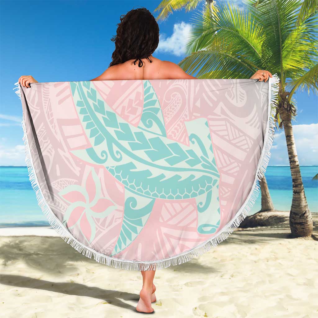 Baby Pink Gradient Polynesia Beach Blanket Hawaiian Tribal Hammerhead Shark Tattoo LT14 - Polynesian Pride
