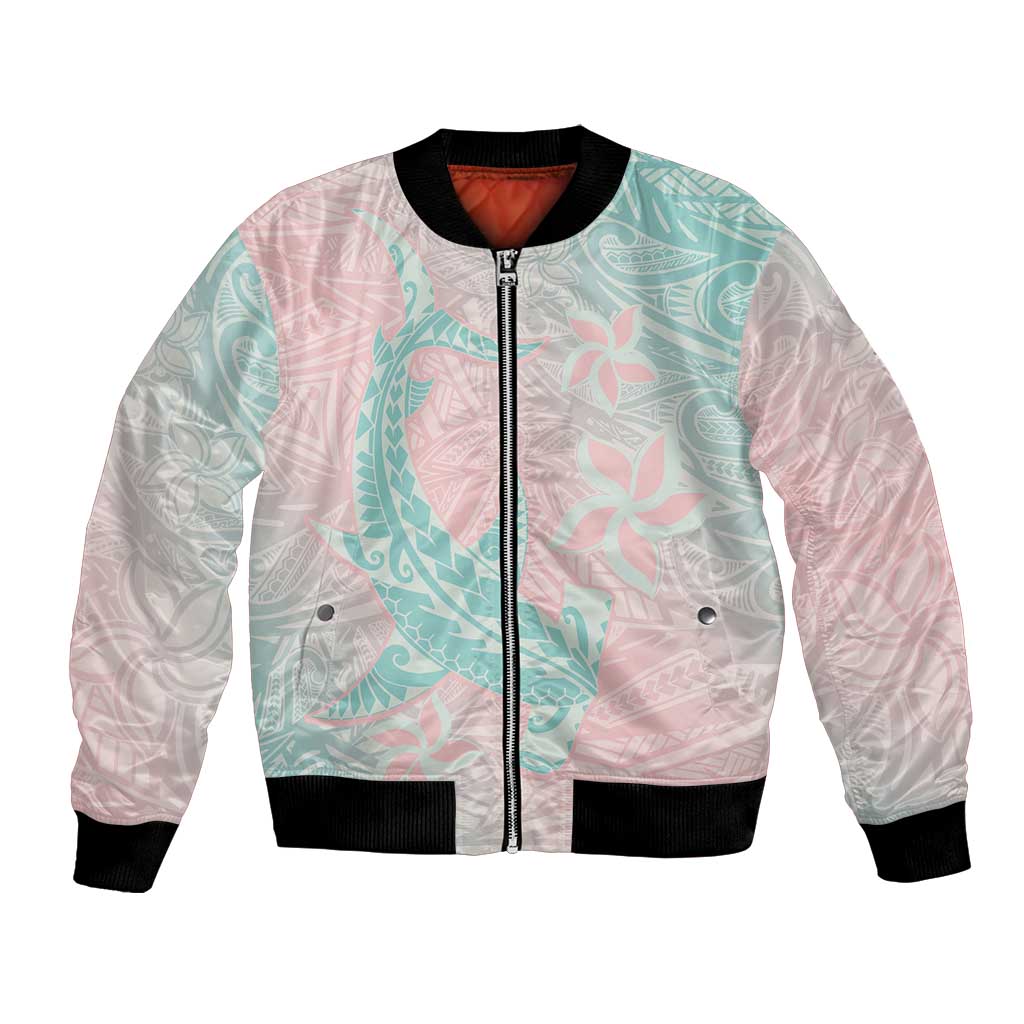 Baby Pink Gradient Polynesia Bomber Jacket Hawaiian Tribal Hammerhead Shark Tattoo LT14 Unisex Baby Pink - Polynesian Pride