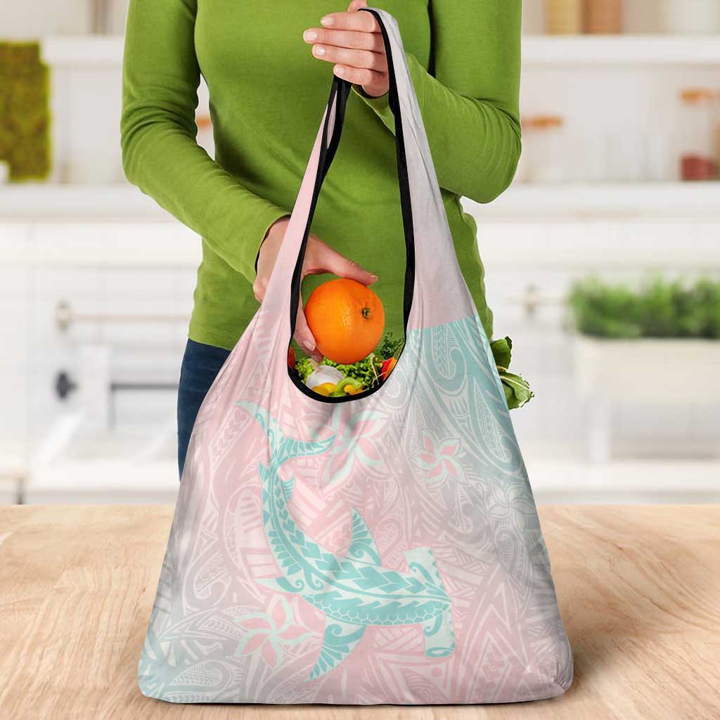 Baby Pink Gradient Polynesia Grocery Bag Hawaiian Tribal Hammerhead Shark Tattoo LT14 - Polynesian Pride