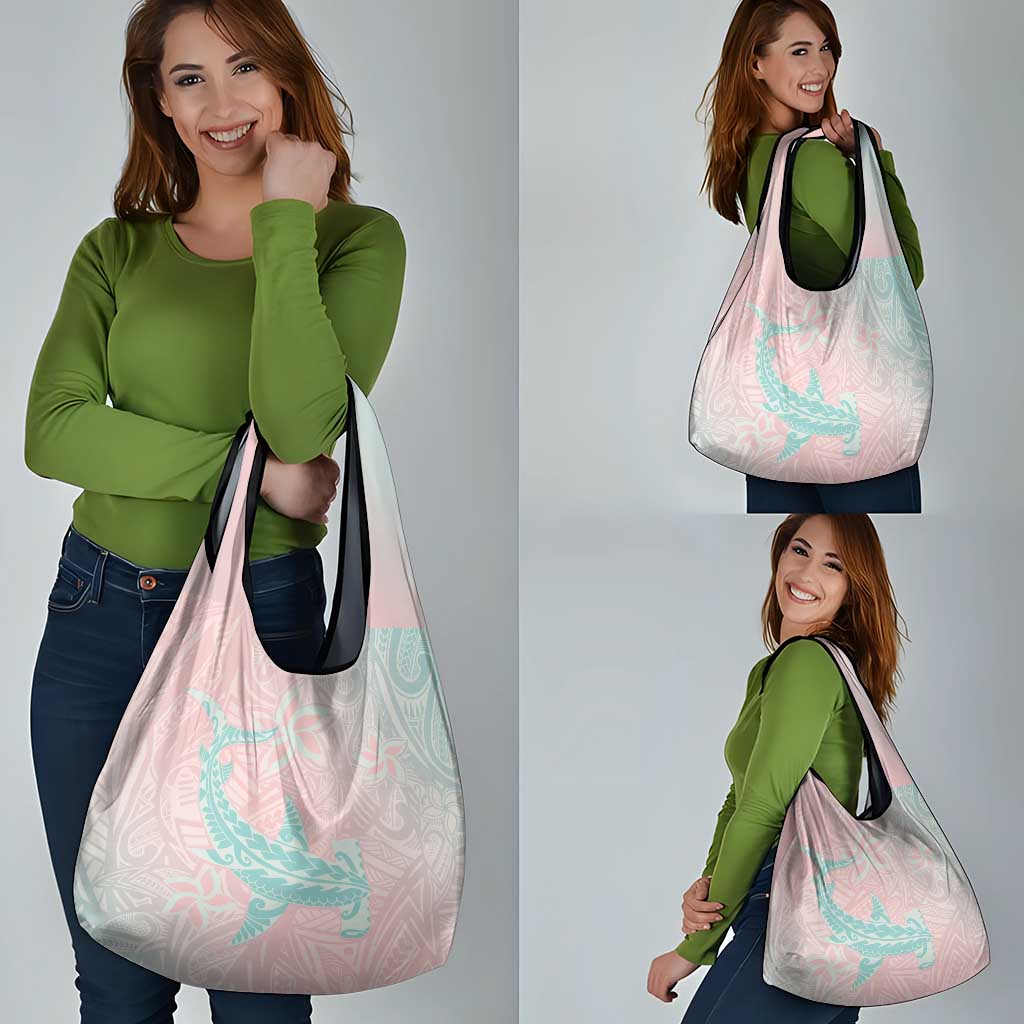 Baby Pink Gradient Polynesia Grocery Bag Hawaiian Tribal Hammerhead Shark Tattoo LT14 - Polynesian Pride
