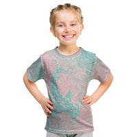 Baby Pink Gradient Polynesia Kid T Shirt Hawaiian Tribal Hammerhead Shark Tattoo LT14 Baby Pink - Polynesian Pride