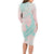 Baby Pink Gradient Polynesia Long Sleeve Bodycon Dress Hawaiian Tribal Hammerhead Shark Tattoo