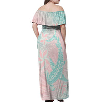 Baby Pink Gradient Polynesia Off Shoulder Maxi Dress Hawaiian Tribal Hammerhead Shark Tattoo LT14 - Polynesian Pride