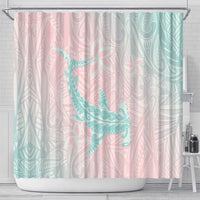 Baby Pink Gradient Polynesia Shower Curtain Hawaiian Tribal Hammerhead Shark Tattoo LT14 - Polynesian Pride