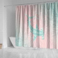 Baby Pink Gradient Polynesia Shower Curtain Hawaiian Tribal Hammerhead Shark Tattoo LT14 - Polynesian Pride