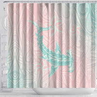 Baby Pink Gradient Polynesia Shower Curtain Hawaiian Tribal Hammerhead Shark Tattoo LT14 - Polynesian Pride