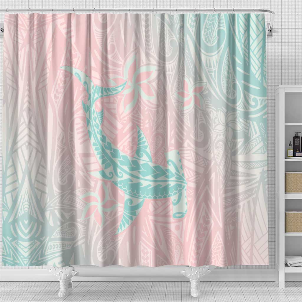 Baby Pink Gradient Polynesia Shower Curtain Hawaiian Tribal Hammerhead Shark Tattoo LT14 - Polynesian Pride