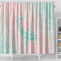 Baby Pink Gradient Polynesia Shower Curtain Hawaiian Tribal Hammerhead Shark Tattoo LT14 - Polynesian Pride