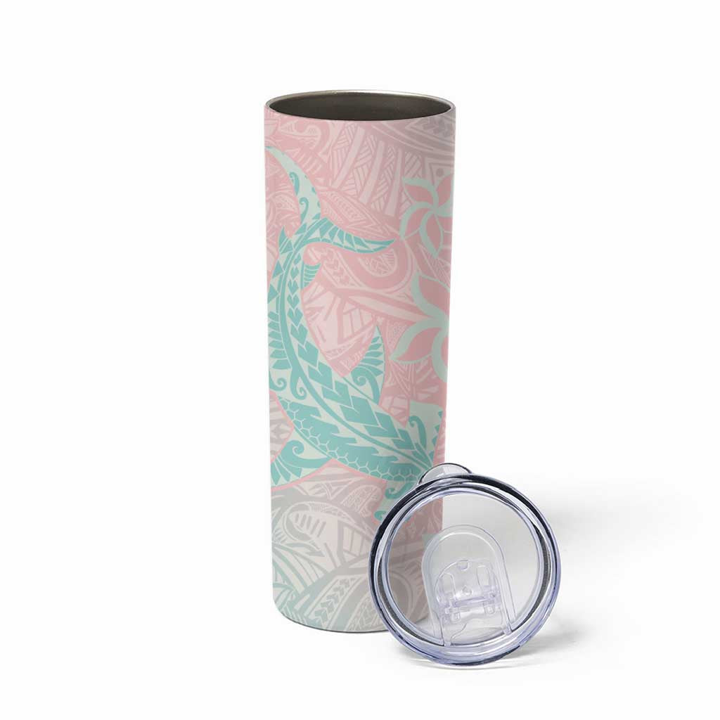 Baby Pink Gradient Polynesia Skinny Tumbler Hawaiian Tribal Hammerhead Shark Tattoo LT14 - Polynesian Pride