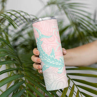 Baby Pink Gradient Polynesia Skinny Tumbler Hawaiian Tribal Hammerhead Shark Tattoo LT14 - Polynesian Pride