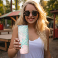 Baby Pink Gradient Polynesia Skinny Tumbler Hawaiian Tribal Hammerhead Shark Tattoo LT14 - Polynesian Pride