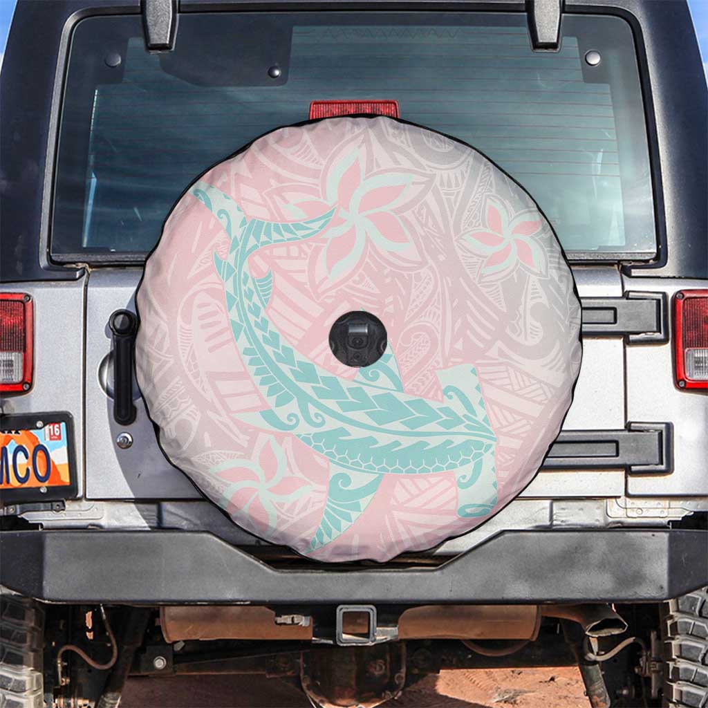 Baby Pink Gradient Polynesia Spare Tire Cover Hawaiian Tribal Hammerhead Shark Tattoo