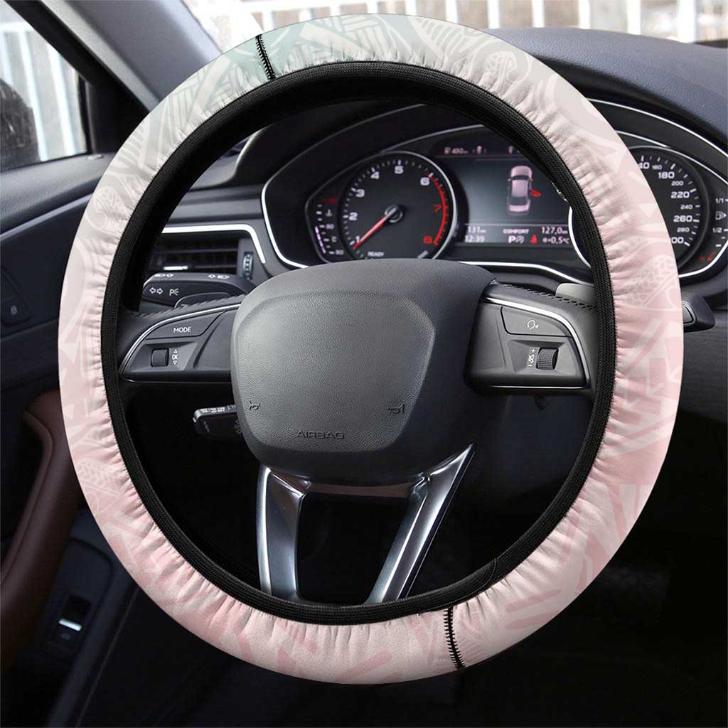 Baby Pink Gradient Polynesia Steering Wheel Cover Hawaiian Tribal Hammerhead Shark Tattoo LT14 - Polynesian Pride