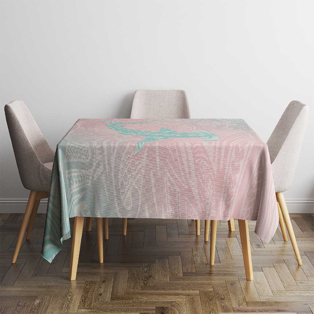 Baby Pink Gradient Polynesia Tablecloth Hawaiian Tribal Hammerhead Shark Tattoo LT14 - Polynesian Pride