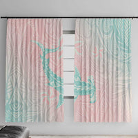 Baby Pink Gradient Polynesia Window Curtain Hawaiian Tribal Hammerhead Shark Tattoo LT14 With Hooks Baby Pink - Polynesian Pride