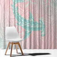 Baby Pink Gradient Polynesia Window Curtain Hawaiian Tribal Hammerhead Shark Tattoo LT14 - Polynesian Pride