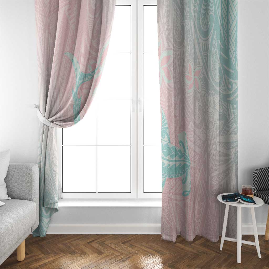 Baby Pink Gradient Polynesia Window Curtain Hawaiian Tribal Hammerhead Shark Tattoo LT14 - Polynesian Pride
