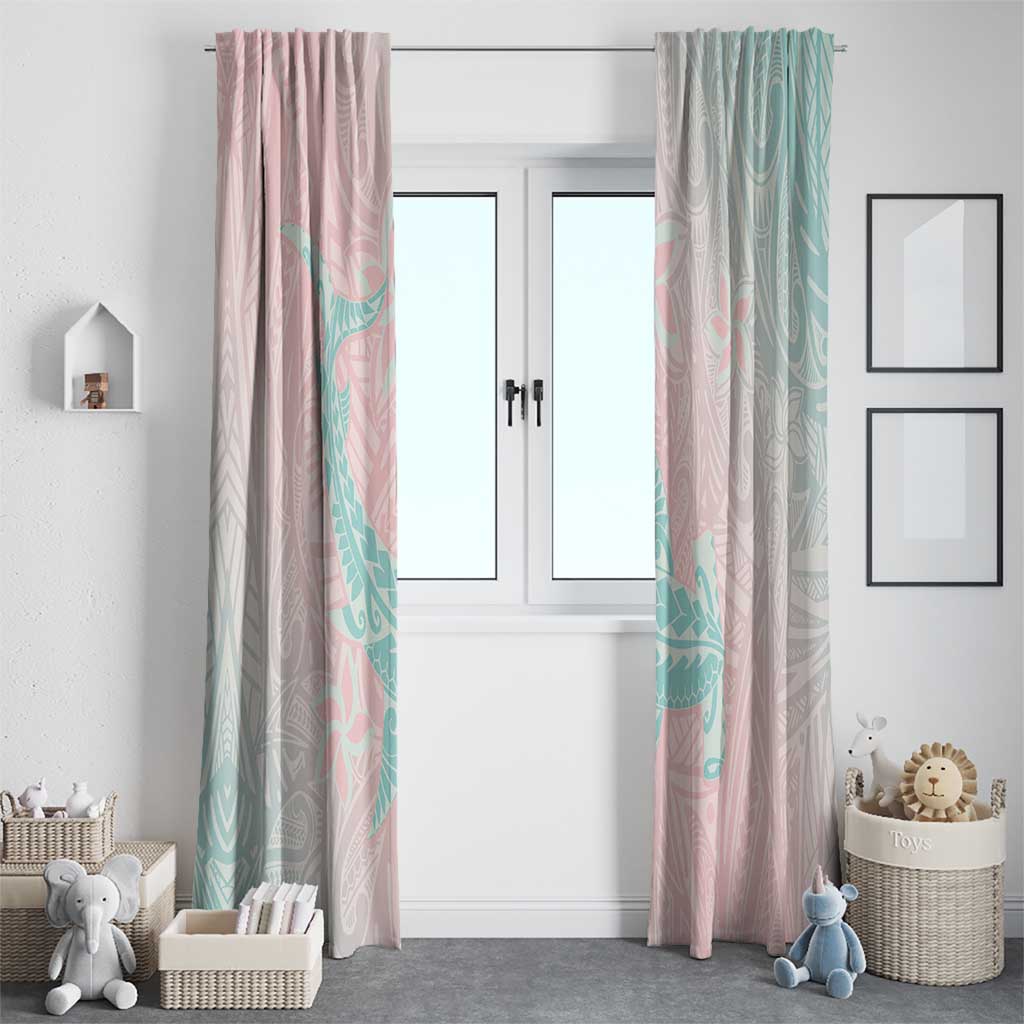 Baby Pink Gradient Polynesia Window Curtain Hawaiian Tribal Hammerhead Shark Tattoo LT14 - Polynesian Pride