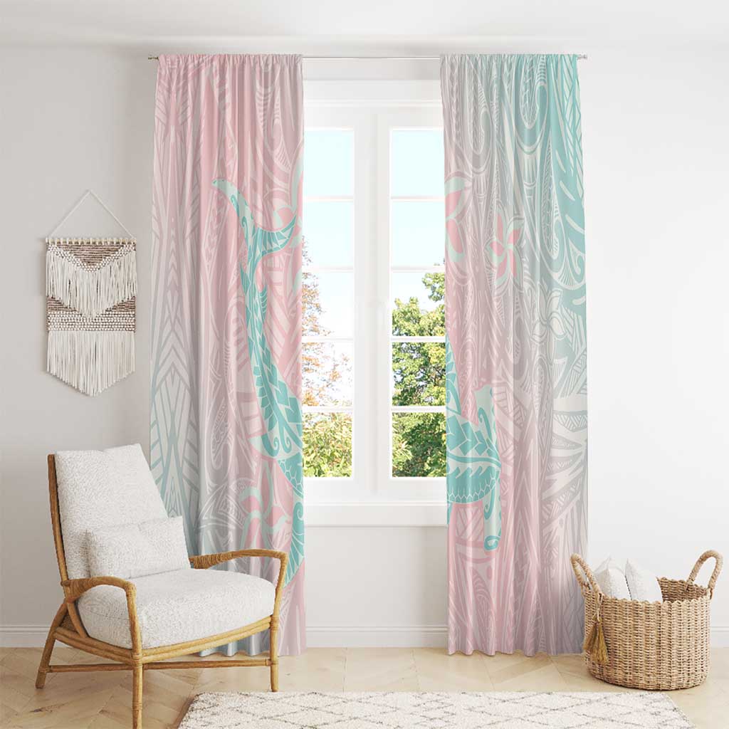 Baby Pink Gradient Polynesia Window Curtain Hawaiian Tribal Hammerhead Shark Tattoo LT14 - Polynesian Pride