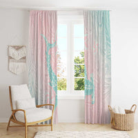 Baby Pink Gradient Polynesia Window Curtain Hawaiian Tribal Hammerhead Shark Tattoo LT14 - Polynesian Pride