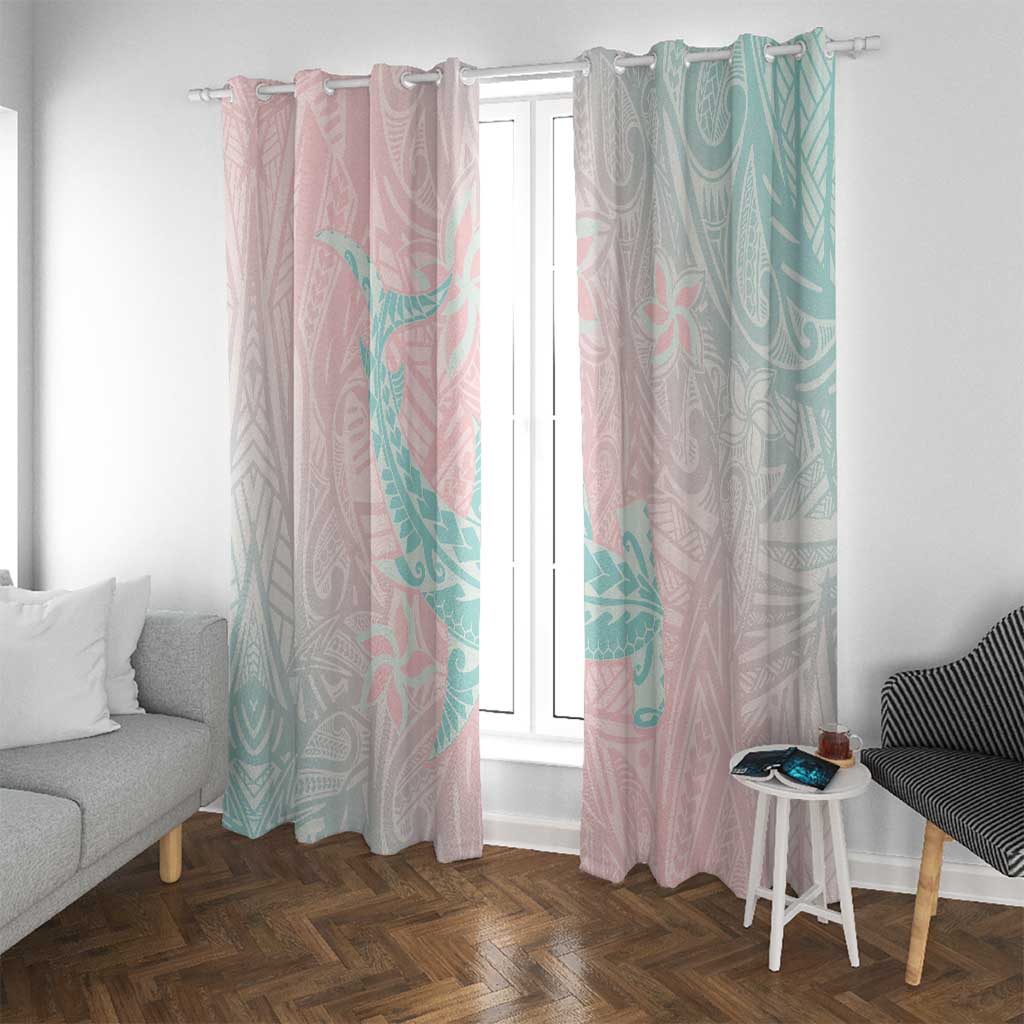 Baby Pink Gradient Polynesia Window Curtain Hawaiian Tribal Hammerhead Shark Tattoo LT14 With Grommets Baby Pink - Polynesian Pride