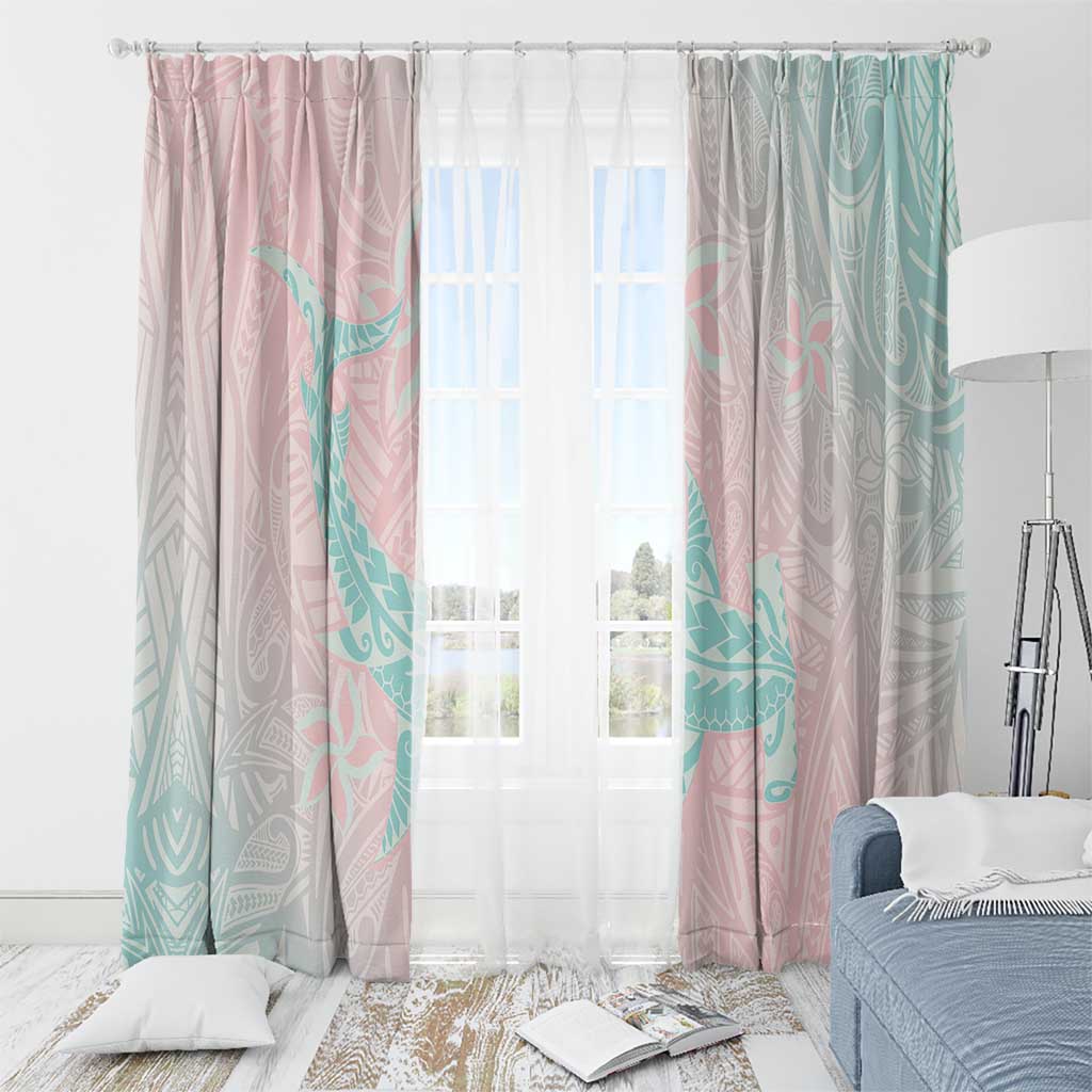 Baby Pink Gradient Polynesia Window Curtain Hawaiian Tribal Hammerhead Shark Tattoo LT14 - Polynesian Pride