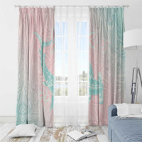 Baby Pink Gradient Polynesia Window Curtain Hawaiian Tribal Hammerhead Shark Tattoo LT14 - Polynesian Pride