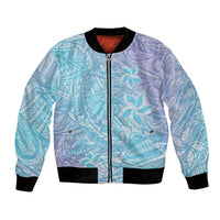 Baby Blue Gradient Polynesia Bomber Jacket Hawaiian Tribal Hammerhead Shark Tattoo LT14 Unisex Baby Blue - Polynesian Pride