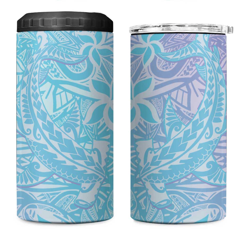 Baby Blue Gradient Polynesia 4 in 1 Can Cooler Tumbler Hawaiian Tribal Hammerhead Shark Tattoo LT14 One Size: 16 oz Baby Blue - Polynesian Pride