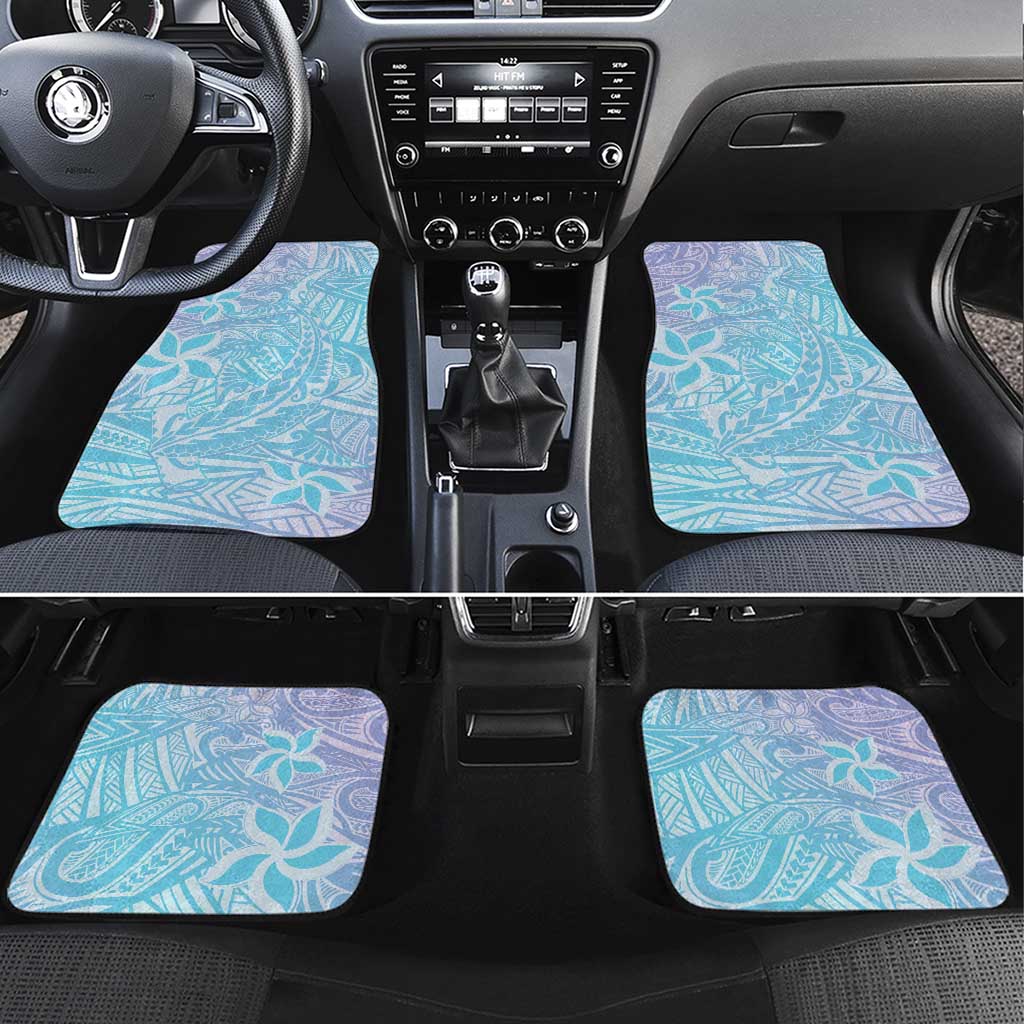 Baby Blue Gradient Polynesia Car Mats Hawaiian Tribal Hammerhead Shark Tattoo LT14 Set 4pcs Baby Blue - Polynesian Pride
