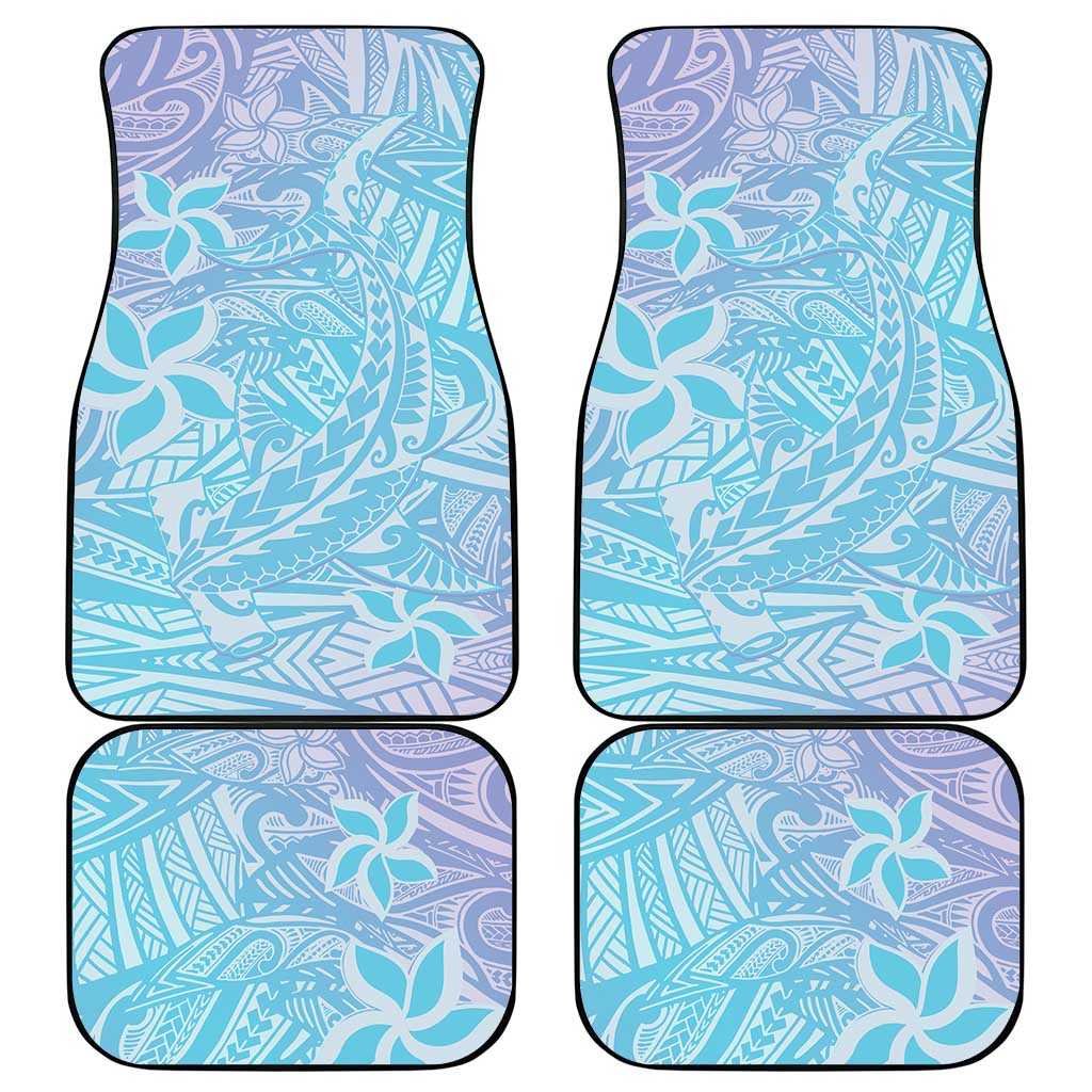 Baby Blue Gradient Polynesia Car Mats Hawaiian Tribal Hammerhead Shark Tattoo LT14 - Polynesian Pride