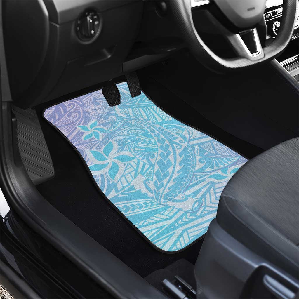 Baby Blue Gradient Polynesia Car Mats Hawaiian Tribal Hammerhead Shark Tattoo LT14 - Polynesian Pride
