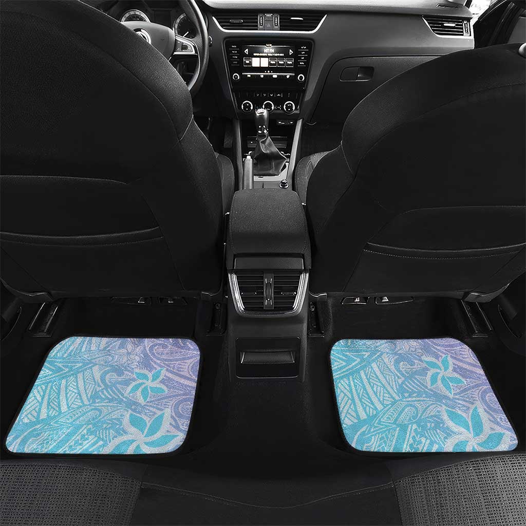Baby Blue Gradient Polynesia Car Mats Hawaiian Tribal Hammerhead Shark Tattoo LT14 Set 2pcs - Back Baby Blue - Polynesian Pride