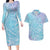 Baby Blue Gradient Polynesia Couples Matching Long Sleeve Bodycon Dress and Hawaiian Shirt Hawaiian Tribal Hammerhead Shark Tattoo