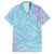 Baby Blue Gradient Polynesia Family Matching Off Shoulder Short Dress and Hawaiian Shirt Hawaiian Tribal Hammerhead Shark Tattoo