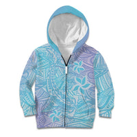 Baby Blue Gradient Polynesia Kid Hoodie Hawaiian Tribal Hammerhead Shark Tattoo LT14 Zip Hoodie Baby Blue - Polynesian Pride