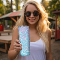 Baby Blue Gradient Polynesia Skinny Tumbler Hawaiian Tribal Hammerhead Shark Tattoo LT14 - Polynesian Pride