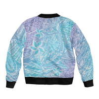 Baby Blue Gradient Polynesia Sleeve Zip Bomber Jacket Hawaiian Tribal Hammerhead Shark Tattoo LT14 - Polynesian Pride