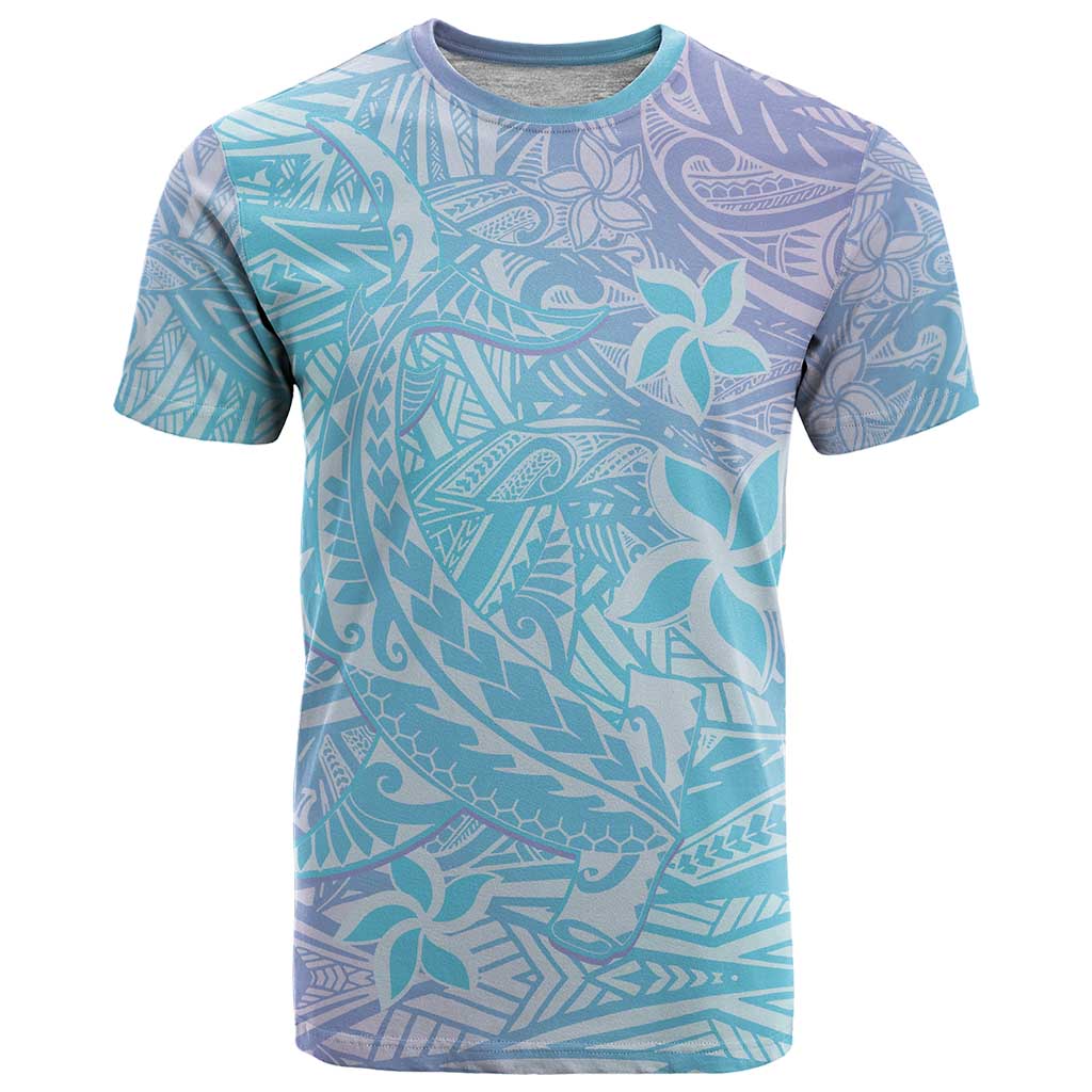 Baby Blue Gradient Polynesia T Shirt Hawaiian Tribal Hammerhead Shark Tattoo LT14 Baby Blue - Polynesian Pride