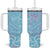 Baby Blue Gradient Polynesia Tumbler With Handle Hawaiian Tribal Hammerhead Shark Tattoo