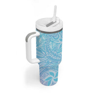 Baby Blue Gradient Polynesia Tumbler With Handle Hawaiian Tribal Hammerhead Shark Tattoo LT14 - Polynesian Pride
