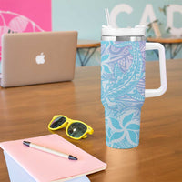 Baby Blue Gradient Polynesia Tumbler With Handle Hawaiian Tribal Hammerhead Shark Tattoo LT14 - Polynesian Pride