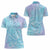 Baby Blue Gradient Polynesia Women Polo Shirt Hawaiian Tribal Hammerhead Shark Tattoo