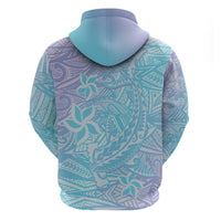 Baby Blue Gradient Polynesia Zip Hoodie Hawaiian Tribal Hammerhead Shark Tattoo LT14 - Polynesian Pride