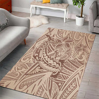 Pastel Brown Polynesia Area Rug Hawaiian Tribal Hammerhead Shark Tattoo LT14 - Polynesian Pride