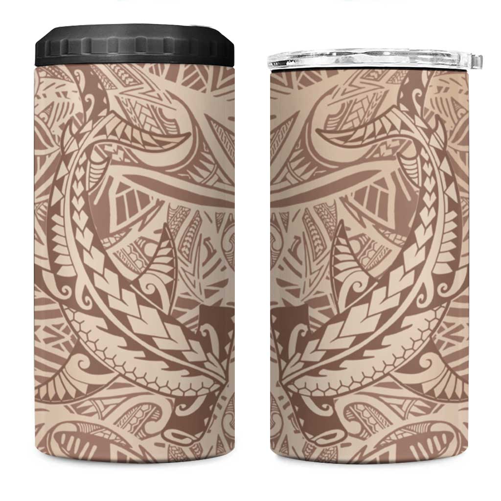Pastel Brown Polynesia 4 in 1 Can Cooler Tumbler Hawaiian Tribal Hammerhead Shark Tattoo LT14 One Size: 16 oz Pastel Brown - Polynesian Pride