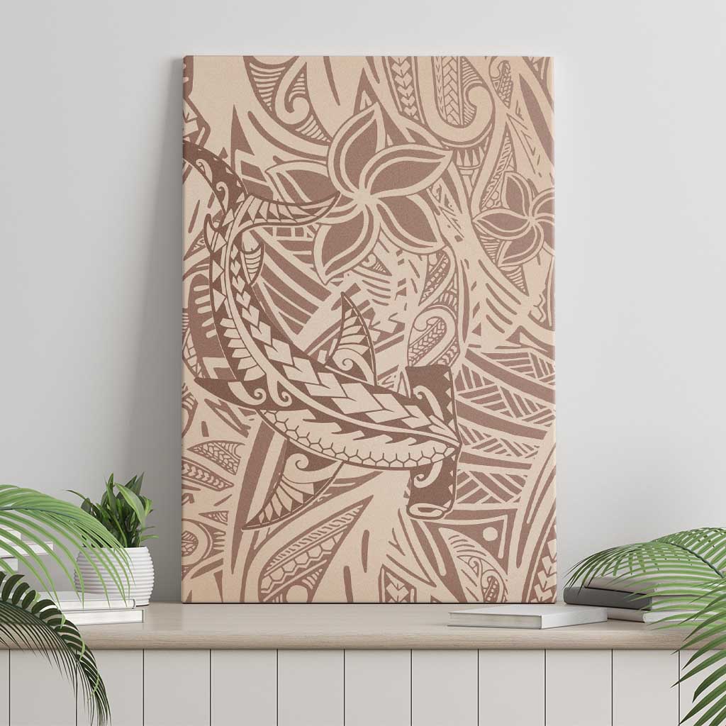 Pastel Brown Polynesia Canvas Wall Art Hawaiian Tribal Hammerhead Shark Tattoo LT14 - Polynesian Pride