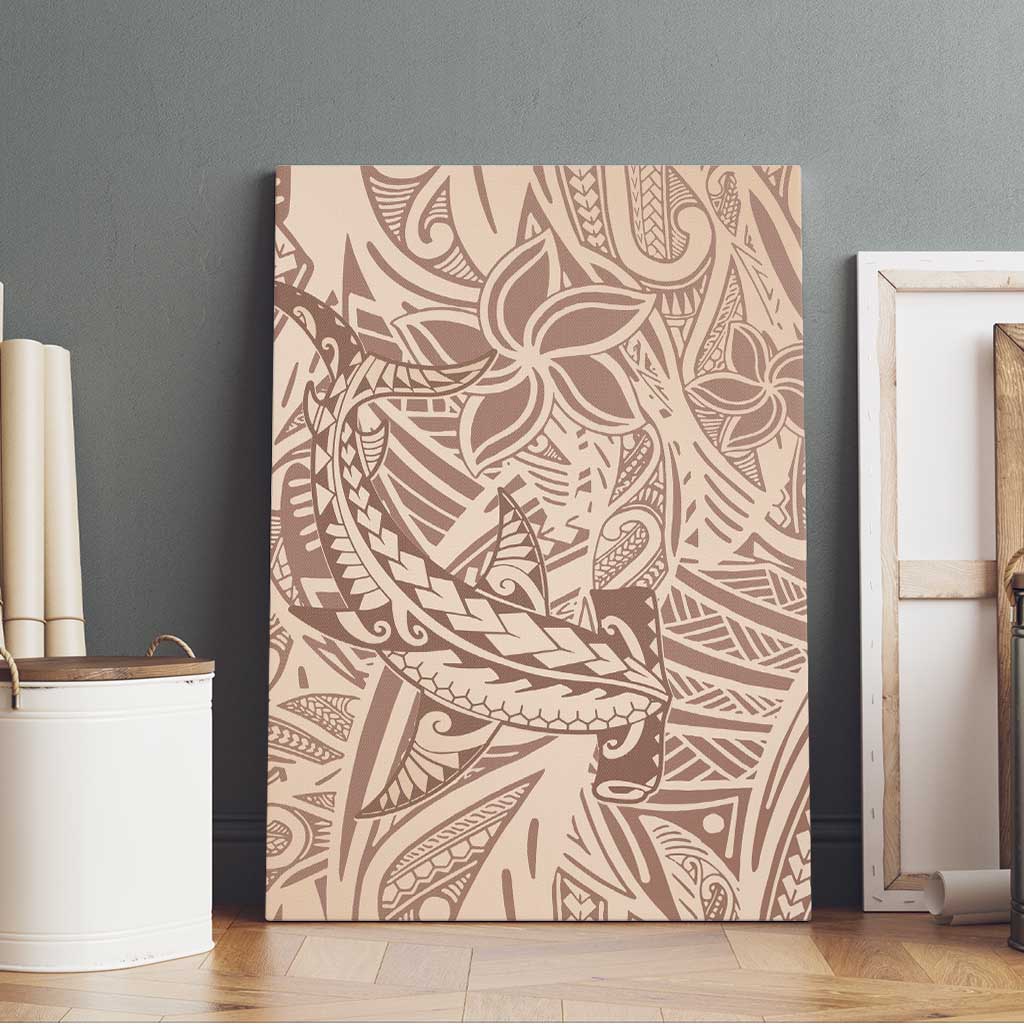 Pastel Brown Polynesia Canvas Wall Art Hawaiian Tribal Hammerhead Shark Tattoo LT14 - Polynesian Pride